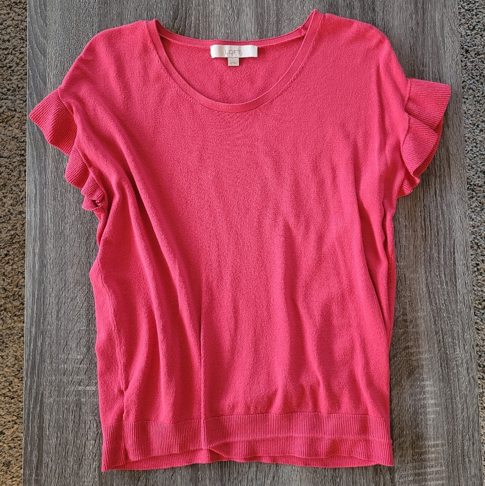 LOFT Ruffle Short Sleeve Sweater